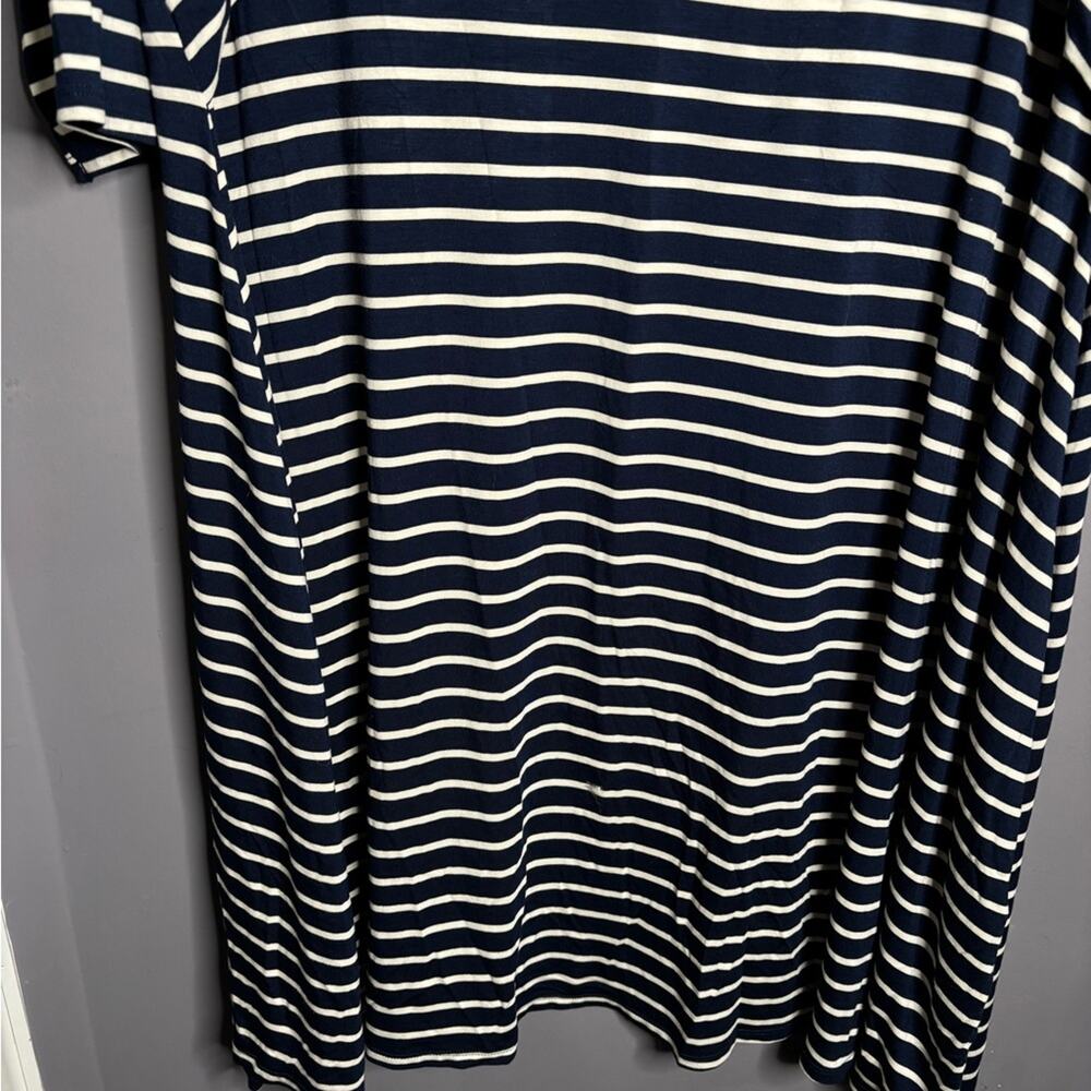 Pip & Vine Navy Blue Striped Long Sleeve Midi Dress Plus 3X - Picture 3 of 7
